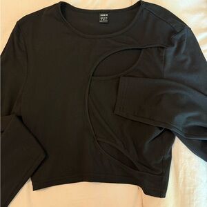 SHEIN Elegant Black Long Sleeve Cut-Out Top
